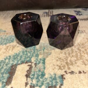 vintage pair of dockside purple Amethyst candle holders